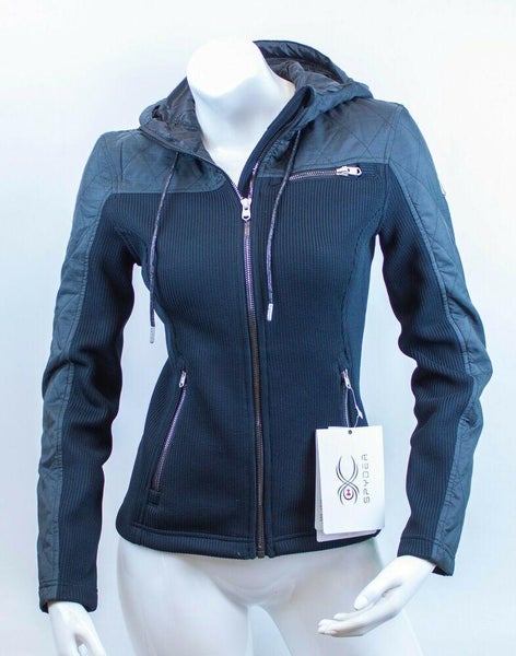 NEW $225 Womens Spyder Ardour GT Mid Weight Core Black Sweater Jacket XS Small