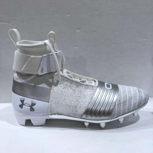 Under Armour C1N Cam Newton Football Cleats Silver White Chrome Men's sz 13 UA