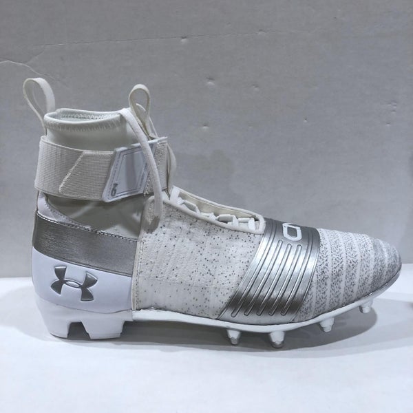 Under Armour C1N Cam Newton Football Cleats Silver White Chrome Men's sz 13 UA