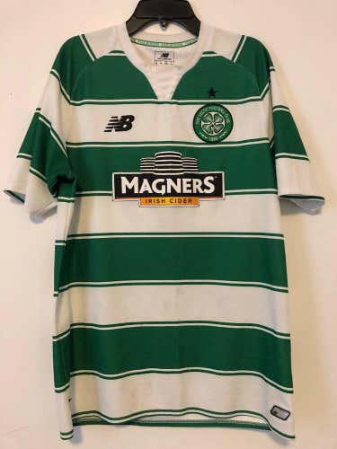 Celtic F.C. New Balance Soccer Jersey Size Medium Striped Green White 2015/2016