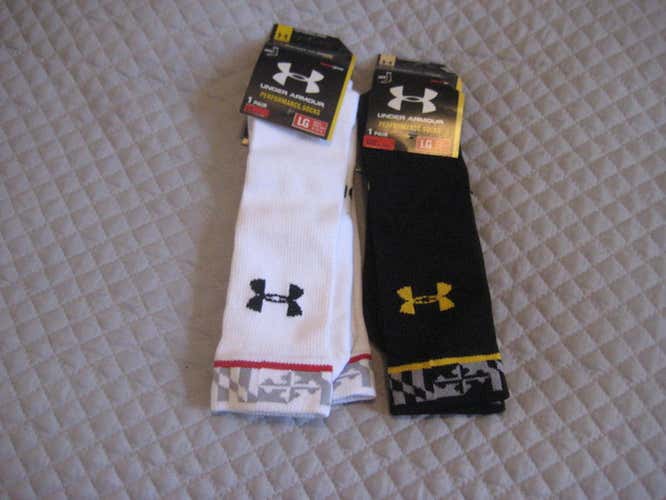 Under Armour UMD Maryland team issued lacrosse socks NEW for both pairs L large mens