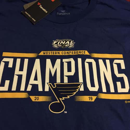 St Louis Blues 2019 NHL Western Conference Champions XL Blue T-Shirt New with Tags