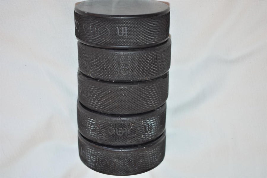 5 Used Hockey Pucks, Good Condition!