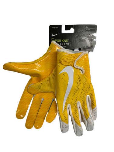 Nike Vapor Knit Skill Football Gloves $70 PGF543 741 Yellow/White Sz XL Receiver