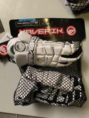 White New Player Maverik M3 Lacrosse Gloves 12"