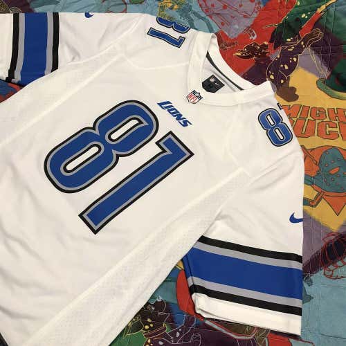 Calvin Johnson Detroit Lions Jersey Mens Medium NFL Football White Nike #81
