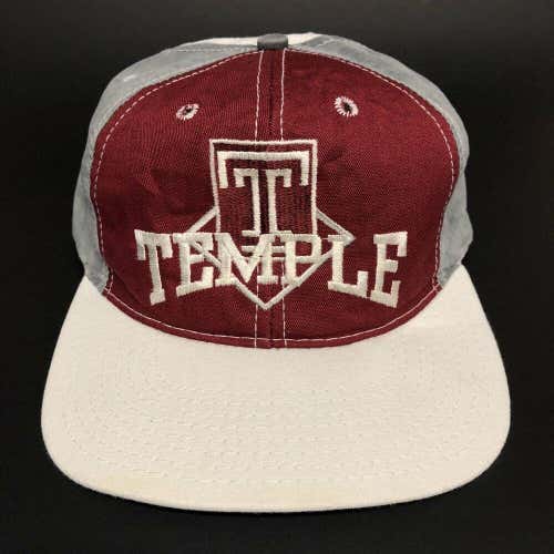 Vintage Temple University Owls Snapback Hat The Game Split Bar Circle Logo NCAA