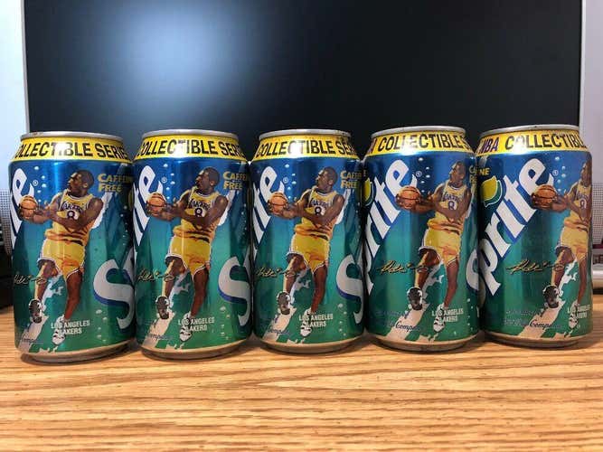 Lot of 5 Kobe Bryant Lakers 2001 Back to Back NBA Champs Sprite Can Sealed Empty