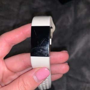 Used Fit Bit Charge 2 With 2 Chargers + White Sport Band