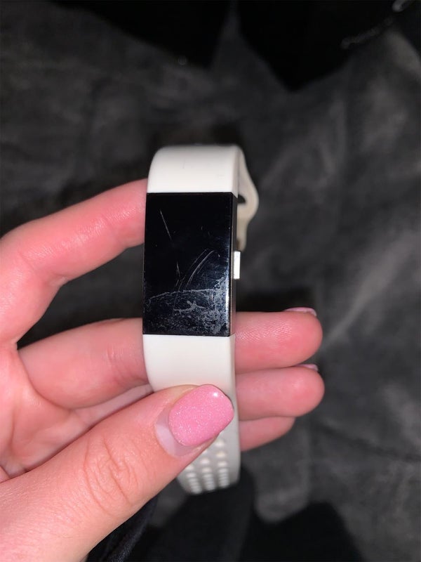 Used Fit Bit Charge 2 With 2 Chargers + White Sport Band