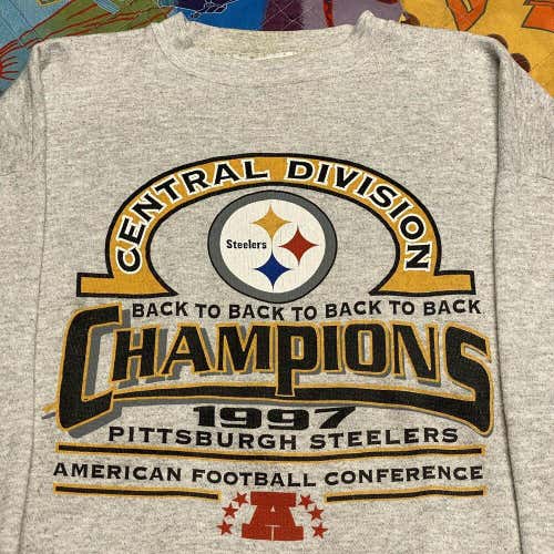 Vintage 90s Pittsburgh Steelers Sweatshirt Crewneck Adult Large NFL Gray 1997