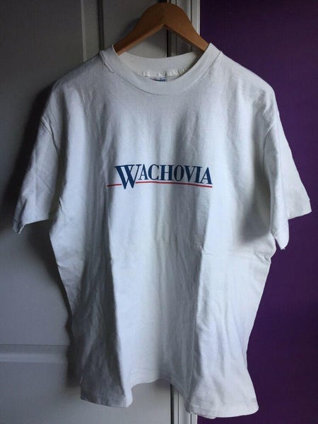 Vintage 90’s Wachovia Size XL White Shirt Mens Single Stitch Wells Fargo Money