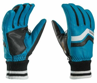 $150 Leki Progressive Iridium Trigger S ALL Leather Ski Gloves Womens Blue Black No Trades
