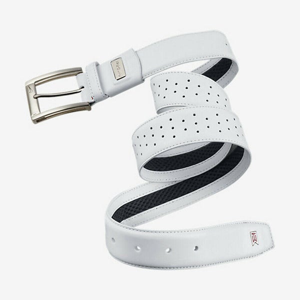 NEW Nike Tiger Woods TW Mesh II White Leather Golf Belt w/G-Flex Mens Size 42 FIRM PRICE
