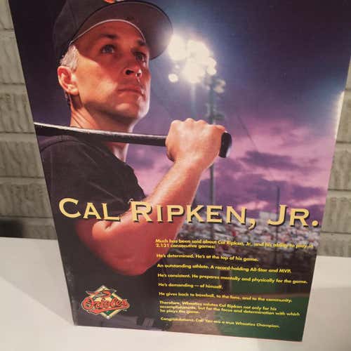 NEW VINTAGE CAL RIPKEN JR 2131 CONSECUTIVE GAMES   WHEATIES