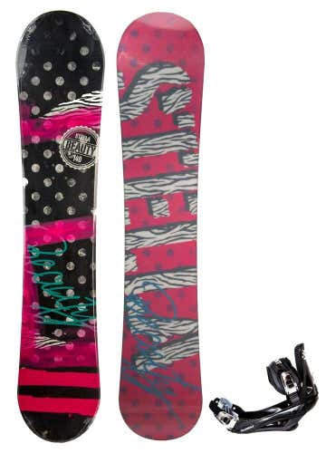 Womens Stella Beauty Snowboard + Stealth Bindings 140CM Ladies Camber Ride No Trades