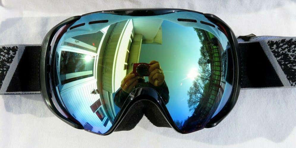 NEW $120 Bolle Mens Orbit Black Ski Goggles With RARE Silver Blue Mirror Lens No Trades