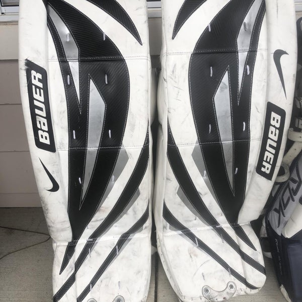 White Senior 36" Nike Bauer One75 Goalie Leg Pads Pro Stock