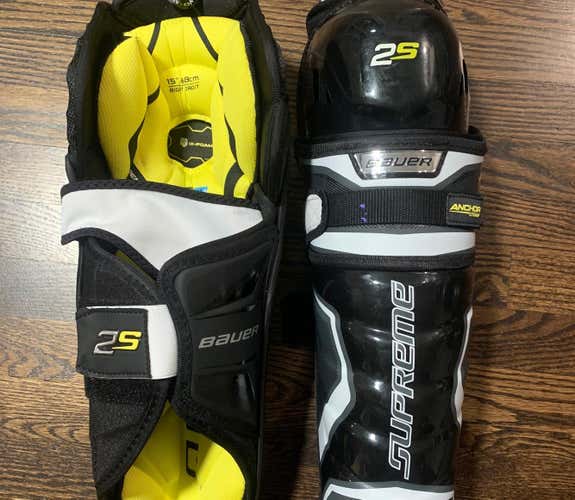 $109.99 New Bauer 2s Supreme ice hockey Shin pads guards Senior 16"