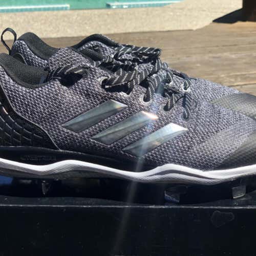 Black Adidas Size 11.5 Metal Cleats - New