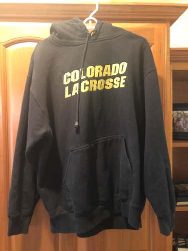 University of Colorado CU Boulder Men's Lacrosse Warmup Crew Neck Hooded Sweatshirt XL Blue Official