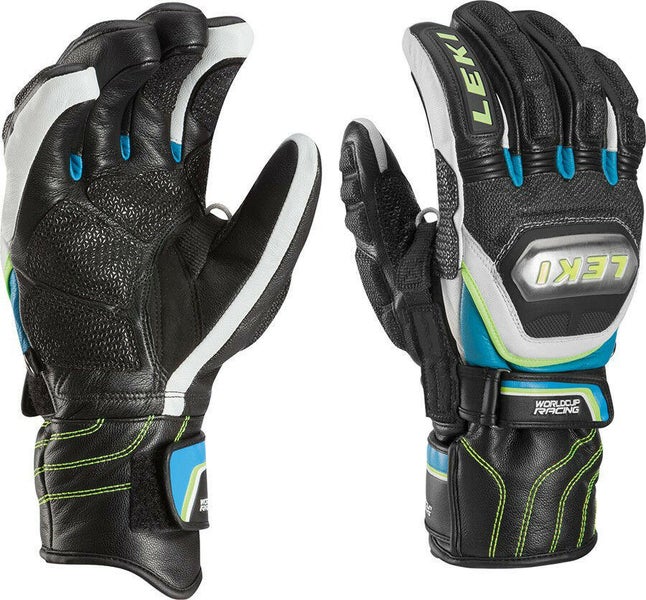 NEW $200 Leki World Cup Racing Titanium S Leather Ski Gloves Winter Mens Black No Trades