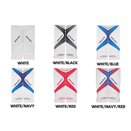 New Senior SIZE L- 35+1" Bauer Vapor X700 Goalie Leg Pads COLOR  WHITE OR WHT/RED OR WHT/NAVY