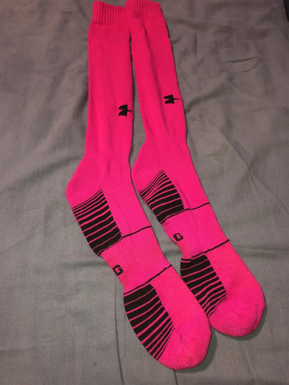 pink under armour soccer socks