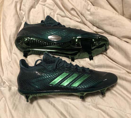 Adidas Adizero (Sz 11) Green/Reflective Metal Cleats