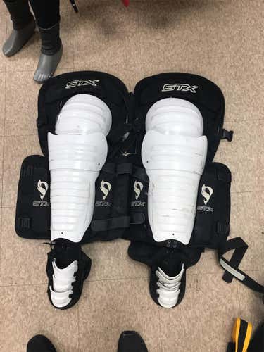 Adult Large Box Lacrosse Goalie Shin Guards Leg Pads