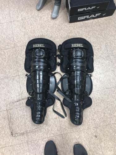 Adult Large Box Lacrosse Goalie Shin Guards Leg Pads