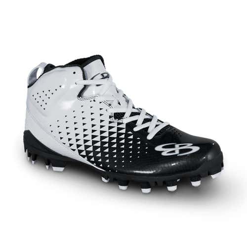 Boombah Men's Siege Molded Football Cleat Mid - Size 8.5 - Black/White