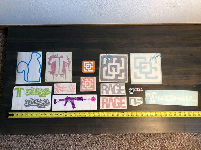 (16) Snowboarding Park Skiing Stickers Decals Tech Nine Rage CoreUPT RARE!