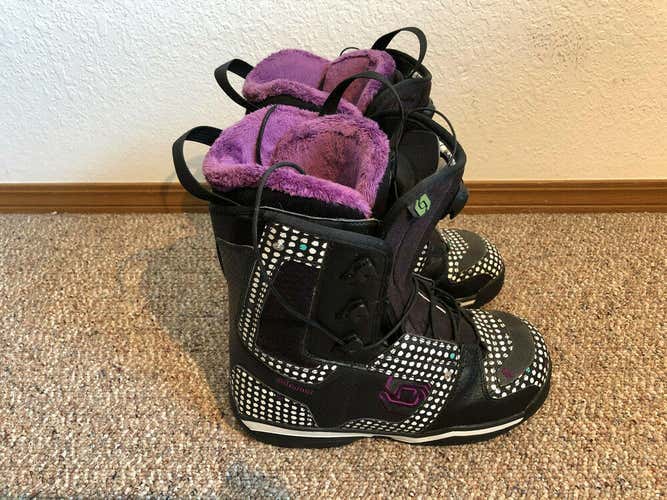 Salomon Kiana Women's Snowboard Boots Size 7.5 US snowboarding Purple!