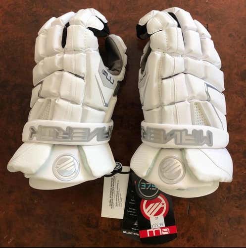 Brand New With tags Maverik M4 Lacrosse Gloves. Size:medium 12"). White.