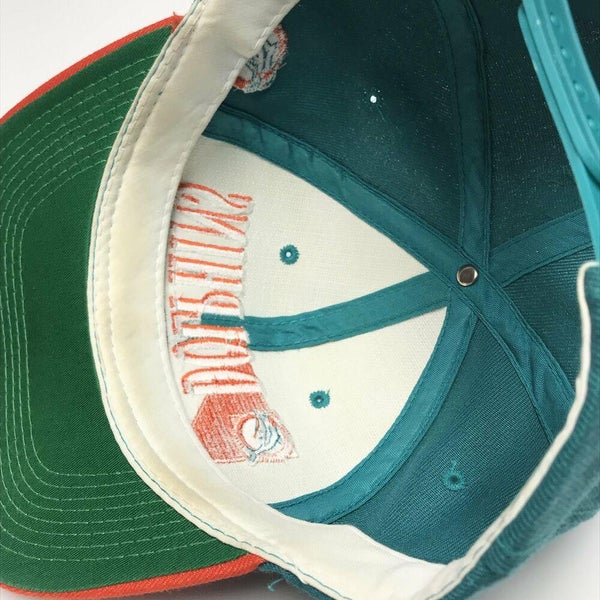 Vtg Miami Dolphins Twill Snapback Baseball Hat Cap Team Nfl