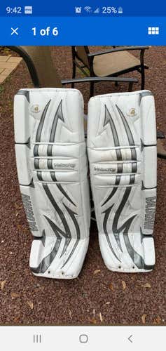 White Senior 35"+2 Vaughn Velocity V4 Goalie Leg Pads Pro Stock