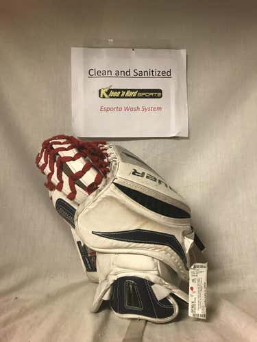 Used Bauer Total One Full Rt (Rt Hand) Sz Sr Wht-Blu-Red Goalie Catcher