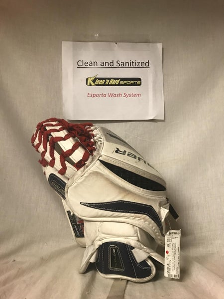 Used Bauer Total One Full Rt (Rt Hand) Sz Sr Wht-Blu-Red Goalie Catcher