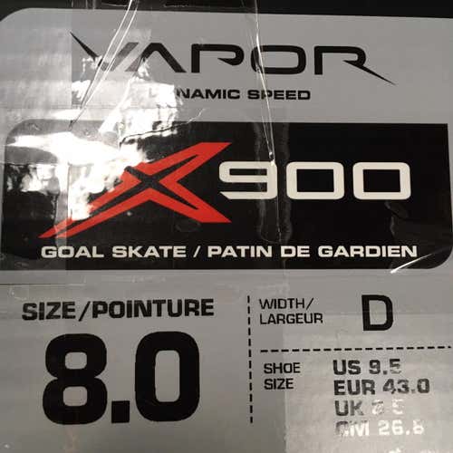 Senior vapor x900 Hockey Goalie Skates D&R (Regular)  Size 8