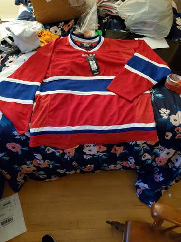 Red New Adult Men's Extra Large Bauer Jersey