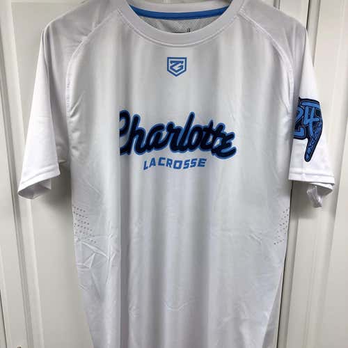 White Men's Large Charlotte Lacrosse Shirt