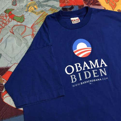 Barack Obama Joe Biden T Shirt Adult XL Blue Election Campaign 2008 2012