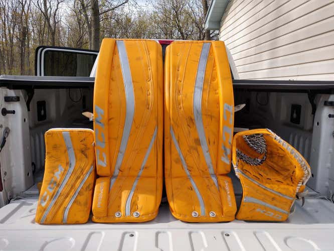 Yellow Senior 34" CCM Regular Premier Pro Goalie Full Set Pro Stock