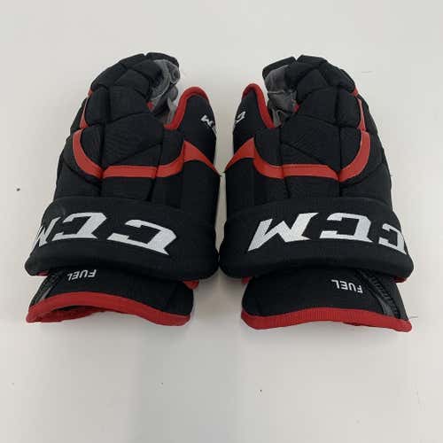 Used | CCM HG12 Black And Red Gloves - INDY FUEL ECHL | 14" | #EQ396