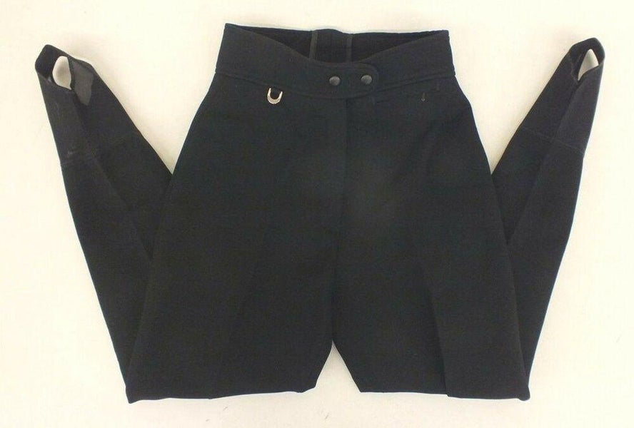 Vintage Sportina Black Wool Blend Form Fitting Stirrup Ski Pants Women's  8-Reg