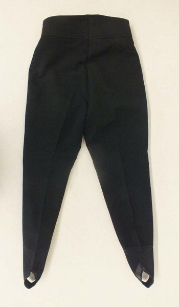 Vintage Sportina Black Wool Blend Form Fitting Stirrup Ski Pants Women's 8-Reg