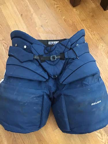 Blue Senior Large Bauer Hockey Goalie Pants Pro Stock NCAA D3