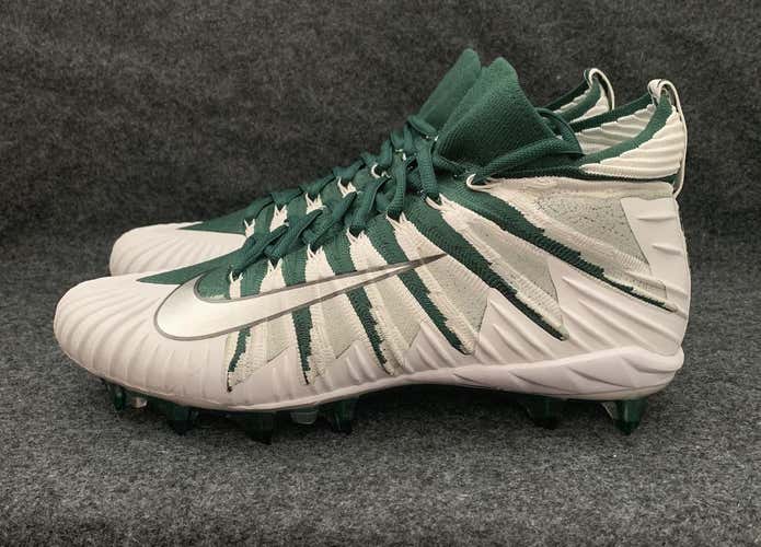 Nike Alpha Menace Elite Football Cleats Green White Silver AJ6547-303  Size 10.5