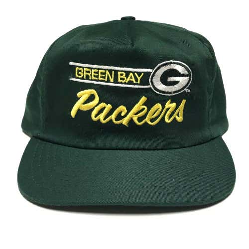 Vintage Green Bay Packers Snapback Hat Annco Script NFL Football Cap Green Rare